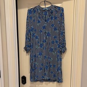 Draper James Blue Floral Striped Midi Dress